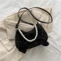Popular retro bowknot bags for women, new spring style, trendy and fashionable pearl underarm shoulder and crossbody bag
