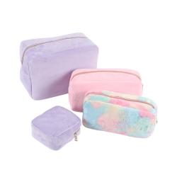 Keymay RTS Fast Shipping High Quality Multicolor Winter Girls Terry Velvet Pouch Velvet Makeup Bag Velvet Cosmetic Bag