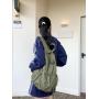 Korean style simple smog blue backpack convenient travel backpack lightweight nylon drawstring backpack