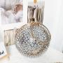 Hot selling rhinestone round bags diamond crystal bags evening clutch bag metal ball chain party women handbags