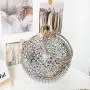 Hot selling rhinestone round bags diamond crystal bags evening clutch bag metal ball chain party women handbags