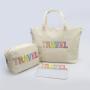 Keymay RTS Stock Popular Bridesmaid Gift Cute Girls Sewed Letter Make up Pouch Cosmetic Bag Bridesmaids Bag Chenille Letter Bag