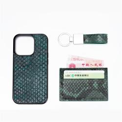 OEM ODM Luxury Real Snake Skin Leather Phone Cases For Iphone13 14 15 Pro Max Promax Keychain Card Holder 3 Pcs Set