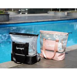 Gelory Striped Wet And Dry Separation Swimming Bag Women Fitness Sports Leisure Beach Bag