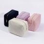Keymay Winter Eco Friendly Women Cosmetic Pouch Bag Custom Makeup Zipper Stand Organizer Pouch Corduroy Toiletry Bag