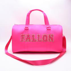 Keymay Custom Logo Embroidered Letters Duffle Bag Waterproof  Nylon Overnight Luggage Weekend Bag Travel Gym Duffel Bag