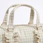 Fashion Cute Nude Green Blue Lilac Pink Large Capacity Gingham Ruffle Handbag Luggage Bags Travel Garment Duffel Gym Duffel Bag