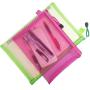 Gelory Zipper Mesh File Bags Folder Document Pockets Nylon Pencil Case Cosmetic Storage Office Pouch Holder