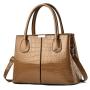 2024 New Fashionable Women's Large Capacity Bright Leather Handbag with Portable Stone Grain Shoulder Messenger Bag