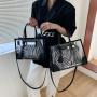 Customized Wholesale Popular Fashion Transparent Clear PVC Tote Beach Bag Ladies Shoulder Bag Women Handbags