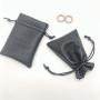 Custom Logo Printing Small Lu Leather Bag Drawstring Jewelry Lipstick Pouch Black Waterproof Leather Packaging Storage Bag
