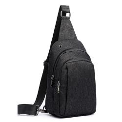HR408 New Shoulder Waterproof Casual Men's Bag Crossbody Outdoor Cycling Chest Bag Durable Daily Chest Earphone Hole Bag