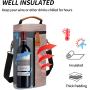 Gelory Custom Logo Insulated Leakproof 2 Bottle Wine Cooler Bag Padded Portable Wine Tote Bag for Travel, Picnic