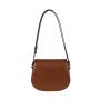 2024 Custom Brown Smooth Pu Leather Ladies Cross Body Purse Bag Round Saddle Flap Small Women Shoulder Bag