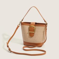 Popular Niche Straw 2024 New Women'S Summer Style Crossbody Hand Bucket Bag