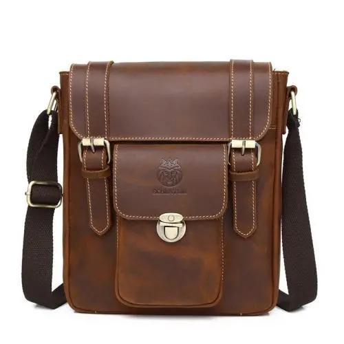 XL291 Multi-layer Large Capacity Messenger Bag Wear-resistant Durable Bag First Layer Cowhide Genuine Leather Men's Shoulder Bag
