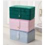 New Luxury Custom Logo Portable Pink Elegant Travel Jewellery Storage Organizer Case Blue Green Velvet Jewelry Box