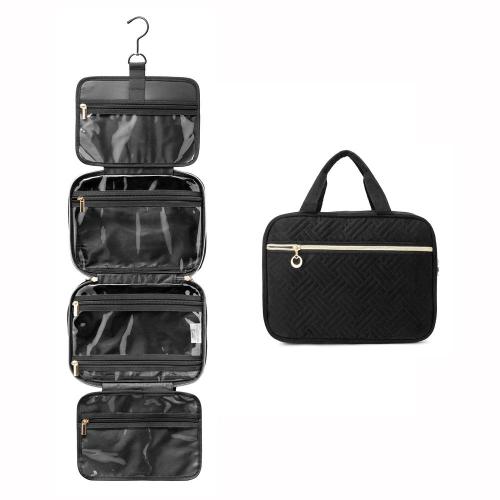 LOVEVOOK Waterproof PVC Hanging Toiletry Pouch Foldable Wash Bag Large Cosmetic Organizer with Rotating Hook Toiletry Makeup Bag