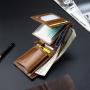 ZR606 Men Short Coin Wallet ID Card Holder PU Wallet Retro Square Buckle Grid Card Slot Casual Business Father's Day Purse Gift