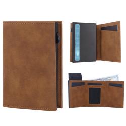 Slim Wallet for Men Pop Up Wallet RFID Blocking Aluminum Automatic Credit Card Holder Case Minimalist Leather Smart Wallet