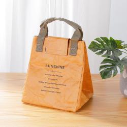 KBW555 Customised Lunch Bag Eco-friendly  Kraft Paper Outdoor Camping with Lunch Picnic Handbag Insulation Cooler Bag Waterproof
