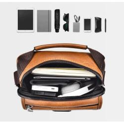 XL347 Best-selling Vintage Men's Shoulder Bag Daily Life Multi-layer Large Capacity Handbag Wear-resistant Durable Leather Bag