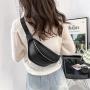 Custom black Fanny pack large capacity PU simple decoration zipper shoulder niche design plus logo Tote bag