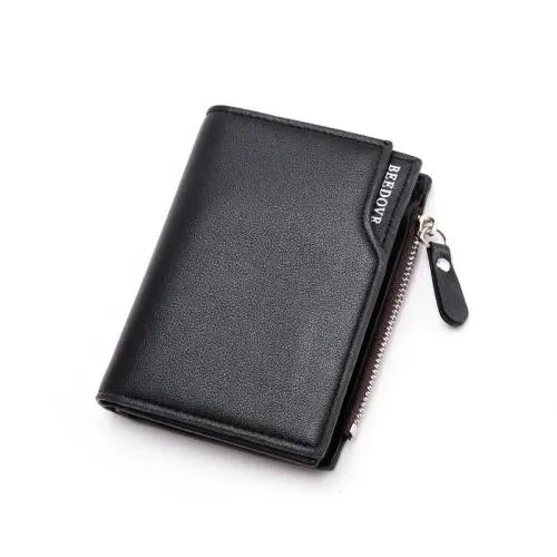 2024 New High Quality Vintage Coin Purse Zipper PU Leather Short Men Wallet Card Holder Wallets Men's Purse