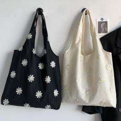 Custom Logo Tote Travel Bag Embroidered Canvas and Mesh Shopping Bag Cartoon Pattern