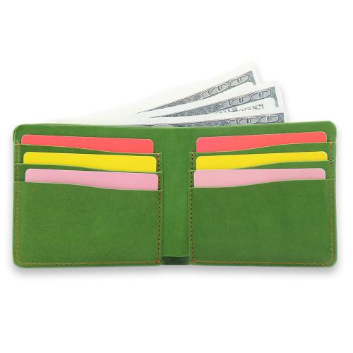 Leather slim bifold wallet vintage handmade vegetable tanned leather wallet