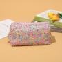 Small Luxury Private Label Fancy Pvc Confetti Glitter Canvas Tote Makeup Case Travel Cosmetic Bags For Woman