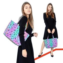LOVEVOOK Designer Luxury Tote Hand bags Set Geometric Luminous reflective Bag Women Ladies Geometry purse and Handbags