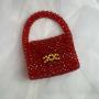 Customizable Designer 2024 New Korea Handmade Acrylic Red Transparent Beaded Bag Luxury Women Handbags Ladies