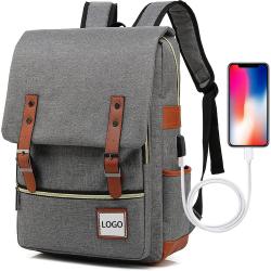 Custom Retro Portable Multi-pocket Zipper Knapsack College Casual Use Durable Business Work Travel Backpack Bag