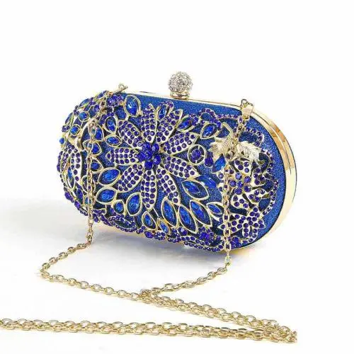 New arrival rhinestone clutch bag golden ladies purses diamond flowers clutch handbag wedding party evening bags