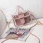 New Fashion Transparent Two Pieces Set Bag Custom Light Weight Girl Small Square Bag Wholesale Pvc Mobile Phone Bag