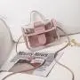 New Fashion Transparent Two Pieces Set Bag Custom Light Weight Girl Small Square Bag Wholesale Pvc Mobile Phone Bag