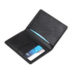 Luxury New Designer Custom Genuine Saffiano Bifold Card Holder Unisex Mini Card Package Business Leather Card Holder Wallet