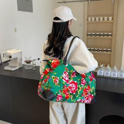 HR761 Fashion Flowers Carrying Short Distance Travel Bag Nylon Business Trip Reinforced Hand Luggage Bag Unisex Leisure Bag
