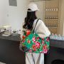 HR761 Fashion Flowers Carrying Short Distance Travel Bag Nylon Business Trip Reinforced Hand Luggage Bag Unisex Leisure Bag