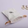 Custom Logo Printing Brush Canvas Earring Necklace Storage Bag Drawstring Luxury Soft Cotton Jewelry Pouch