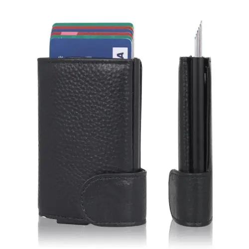 Custom Pop Up Wallet Pu Leather Cover Pop Up Credit Card Holder Rfid Metal Card Case