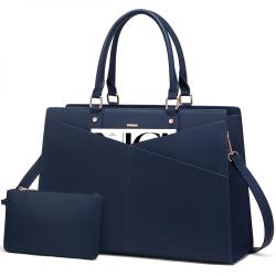 LOVEVOOK 2pcs/set Large PU Leather Work Tote Bags for Women Computer Briefcase Purse Shoulder Bag for Travel Fit 15.6 Laptop Bag