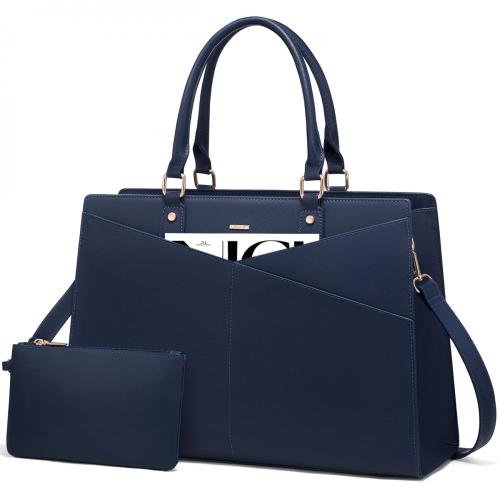 LOVEVOOK 2pcs/set Large PU Leather Work Tote Bags for Women Computer Briefcase Purse Shoulder Bag for Travel Fit 15.6 Laptop Bag