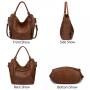 REALER Vintage Women PU Leather Shoulder Bags Fashion Hobo Hand Bags Ladies Large Purse and Handbags Set Tote Bag for Women
