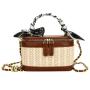 2024 Factory wholesale Box Handbags Young Lady Summer Straw Beach Box bags With Scarf Lady fashion design purses For Ladies