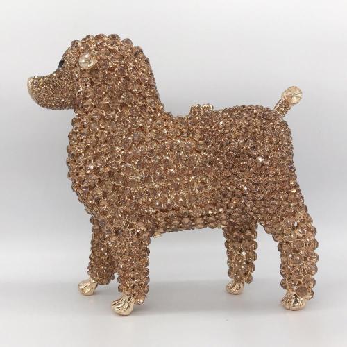 High Quality Luxury Puppy Poo Evening Clutch Poodle Bag Pink Penguin Purses Rhinestone Purse Straps Crystal Bags for Women