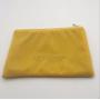 Soft Gold Embroidery Yellow Velvet Zipper Pouch With Satin Lining