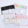 Keymay Custom Personalized Clear Cosmetic Bag Waterproof Toiletry Chenille letters Bag Transparent Pvc Women Zipper Makeup Bag