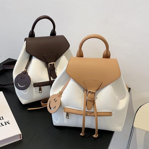 Schoolbag Female College Student Retro Backpack Ins 2024 New Fashion Leisure Backpack Thread Zipper Bucket Backpack